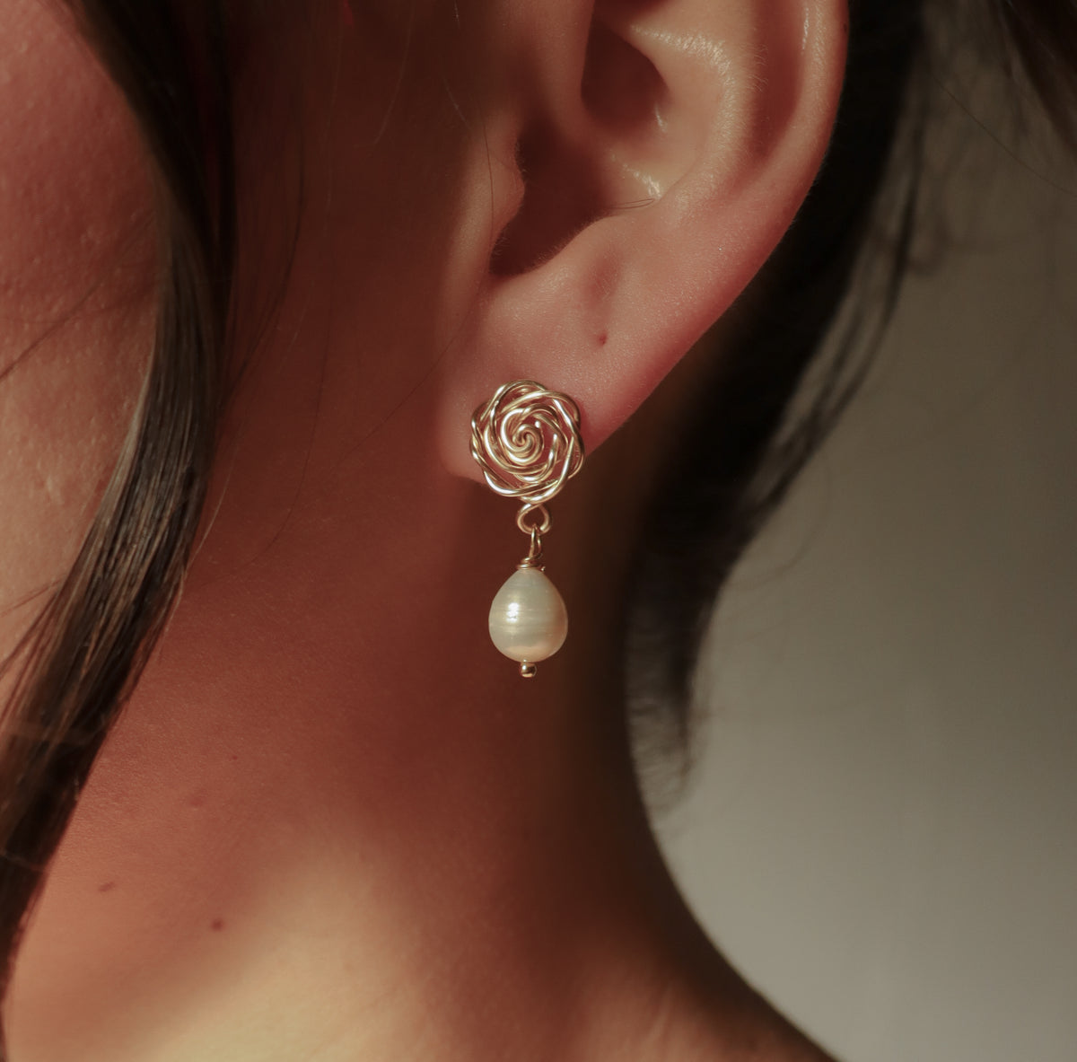 
                  
                    Rose Pearl Drop Earrings | Made in El Salvador by Majo Collections
                  
                