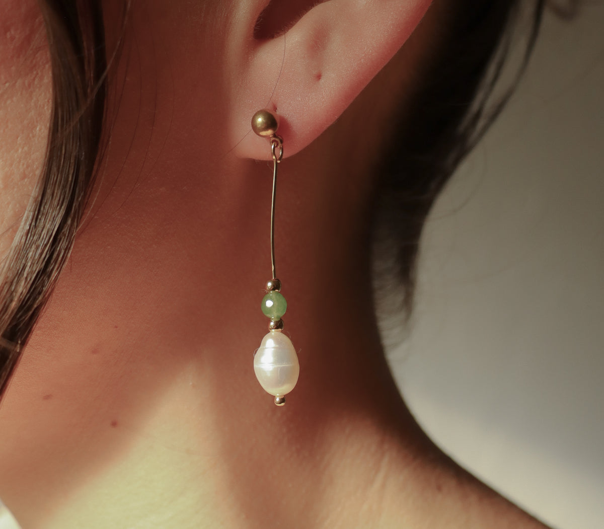 
                  
                    Izote Pearl & Quartz Drop Earrings | Handmade by Majo Collections, El Salvador
                  
                