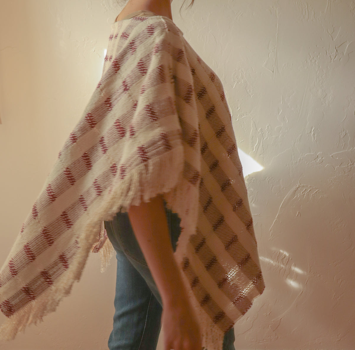 
                  
                    Rustic Checkered Boat Neck Poncho | Handwoven in El Salvador by Artesan
                  
                