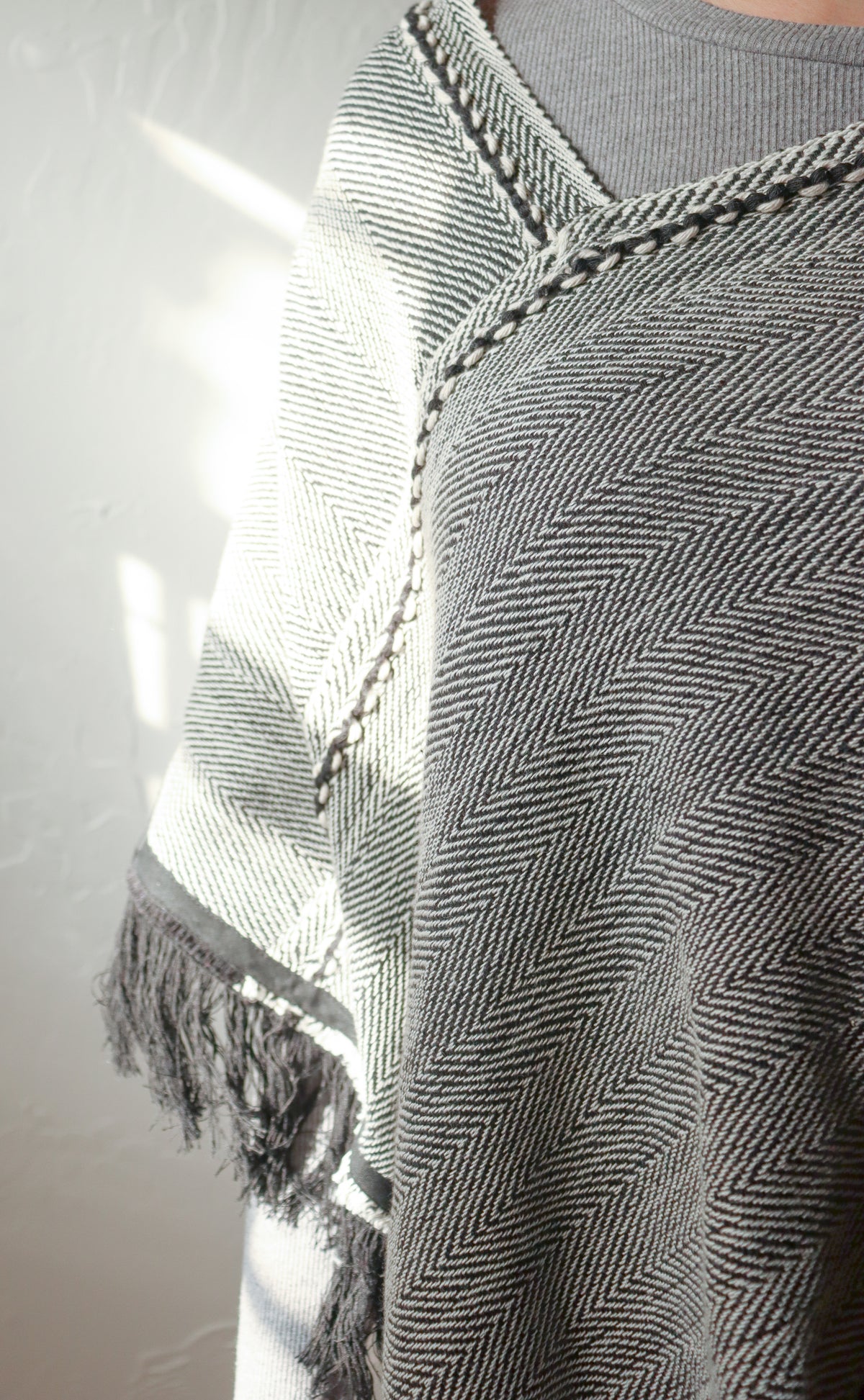 
                  
                    Black Embroidered V Neck Mañanera | Handwoven in El Salvador by Artesan
                  
                