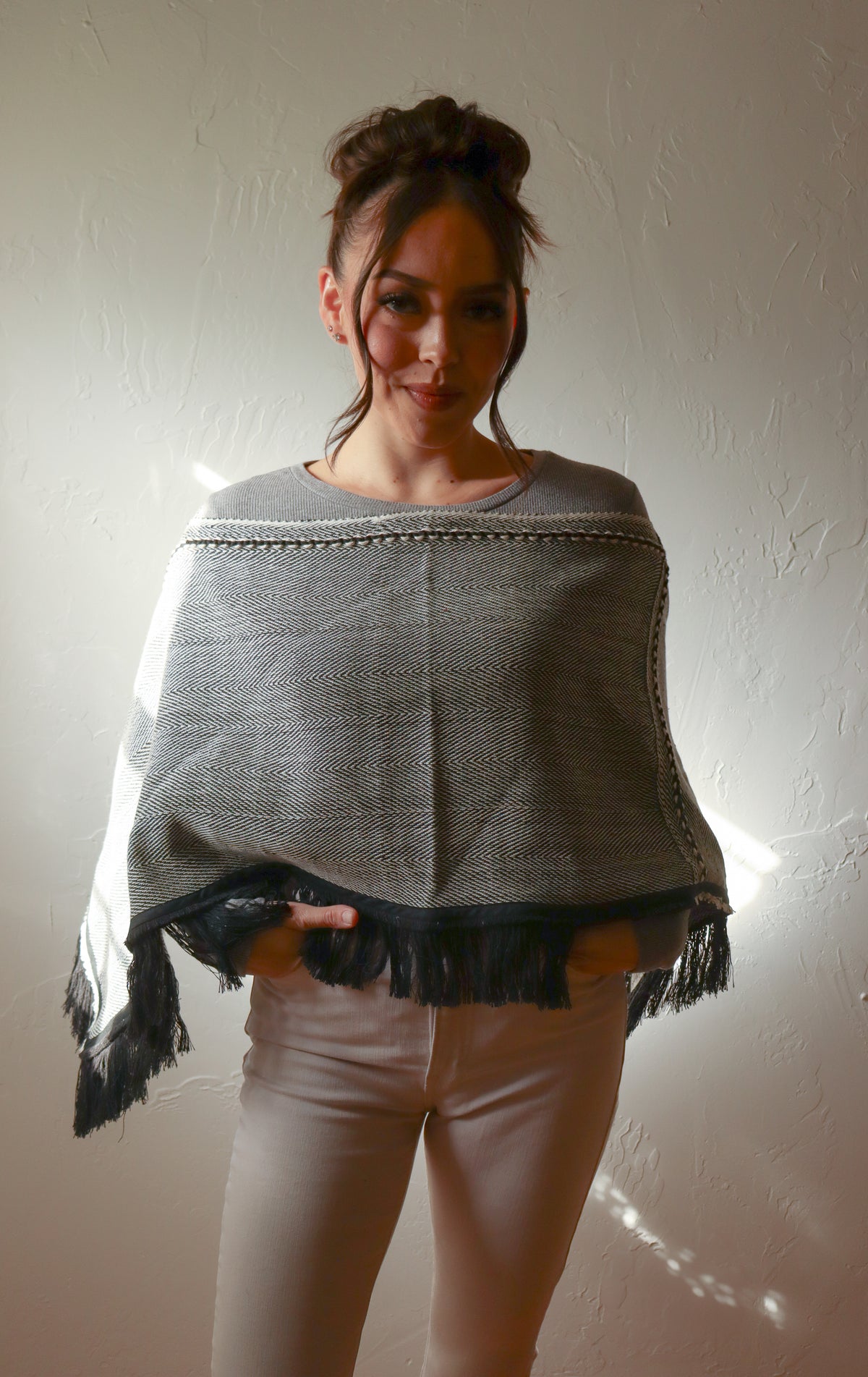 
                  
                    Black Embroidered V Neck Mañanera | Handwoven in El Salvador by Artesan
                  
                