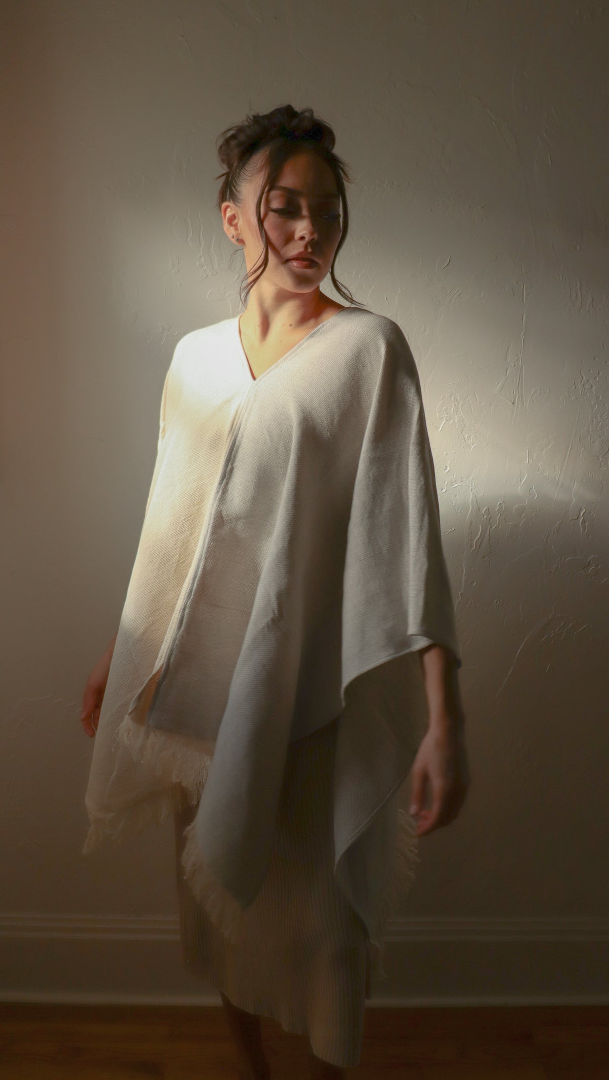 
                  
                    Two-Tone V-Neck Poncho | Handwoven in El Salvador
                  
                