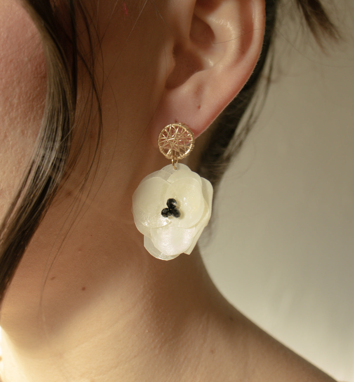 
                  
                    Fish Scale Blossom Drop Earrings | Handmade by 16 Nuditos, El Salvador
                  
                