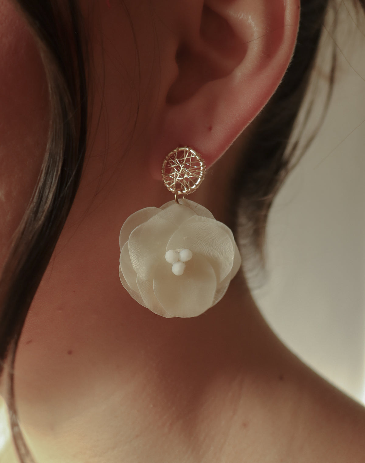 
                  
                    Fish Scale Blossom Drop Earrings | Handmade by 16 Nuditos, El Salvador
                  
                