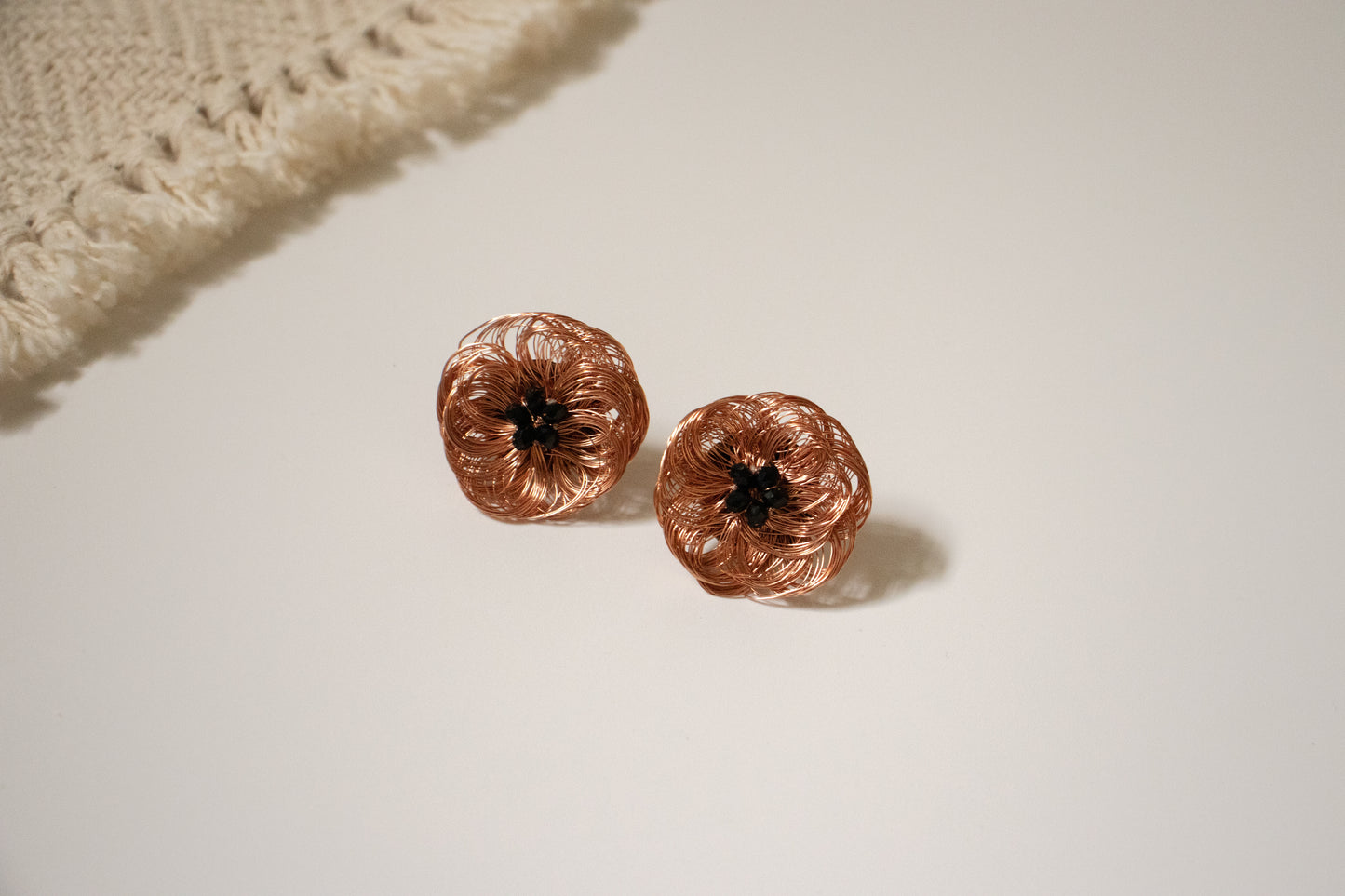 
                  
                    Copper Crochet Flower Studs
                  
                