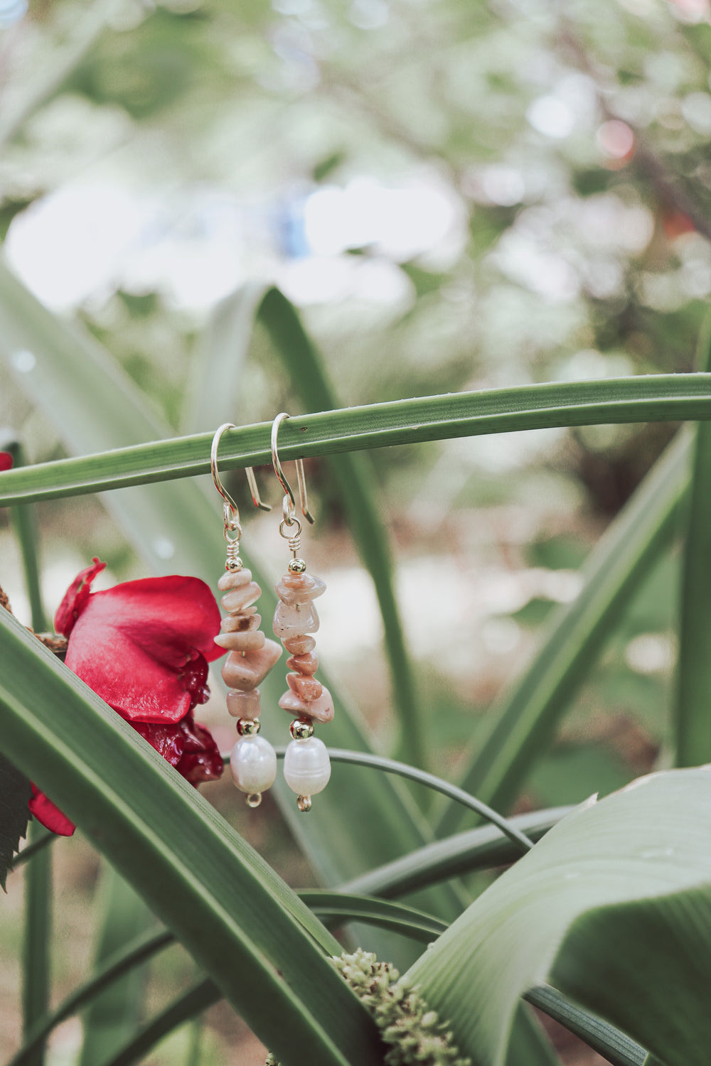 Natural Stone Chip Earrings
