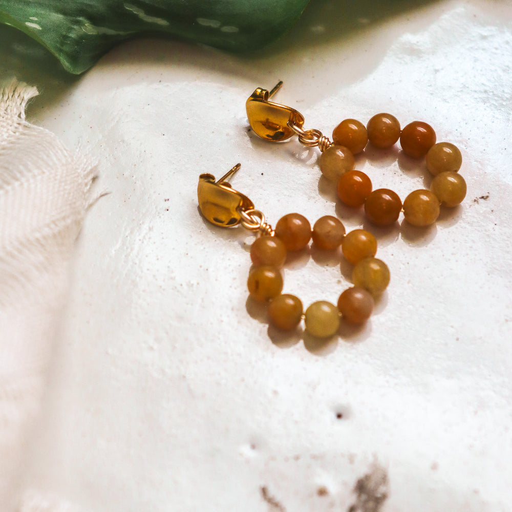 
                  
                    Natural Stone Circle Drop Earrings
                  
                