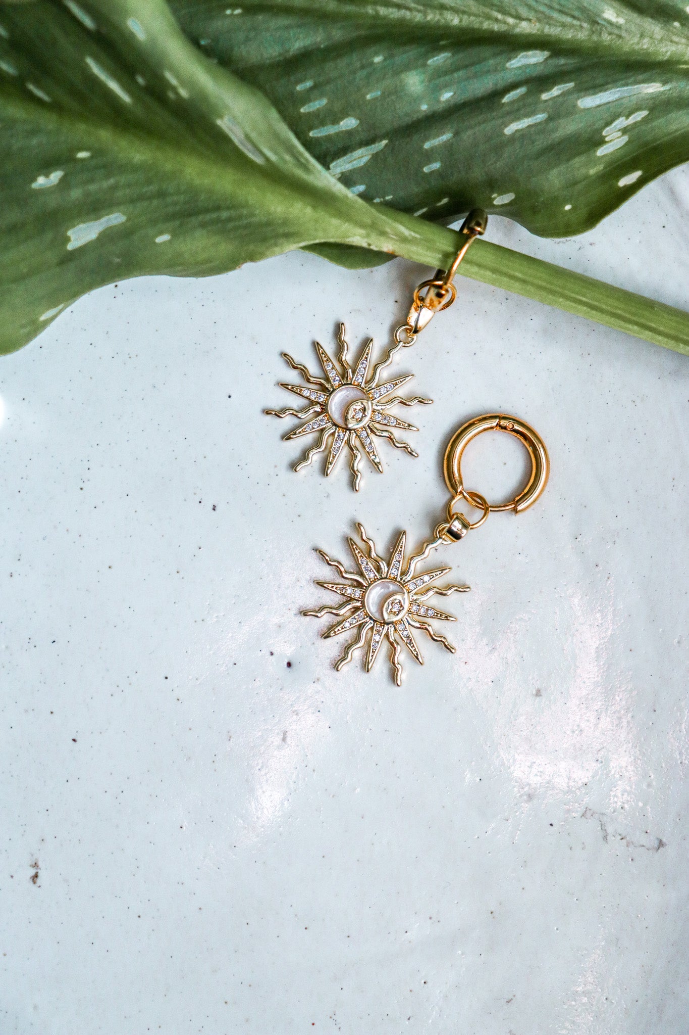 
                  
                    Sun and White Quartz Moon Huggies
                  
                