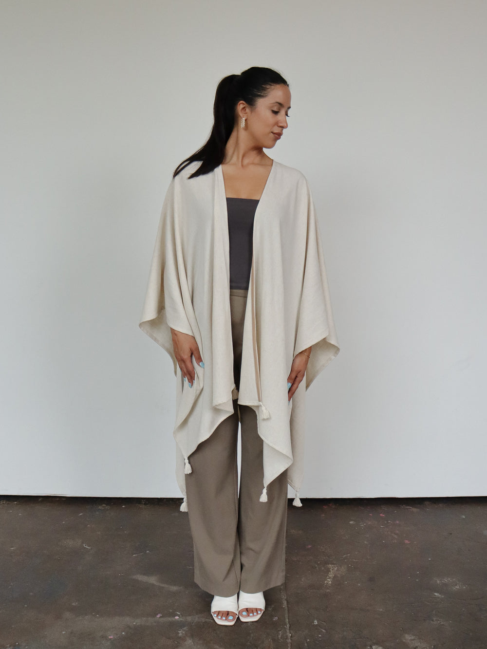 Cojutepeque Poncho with Pom Poms