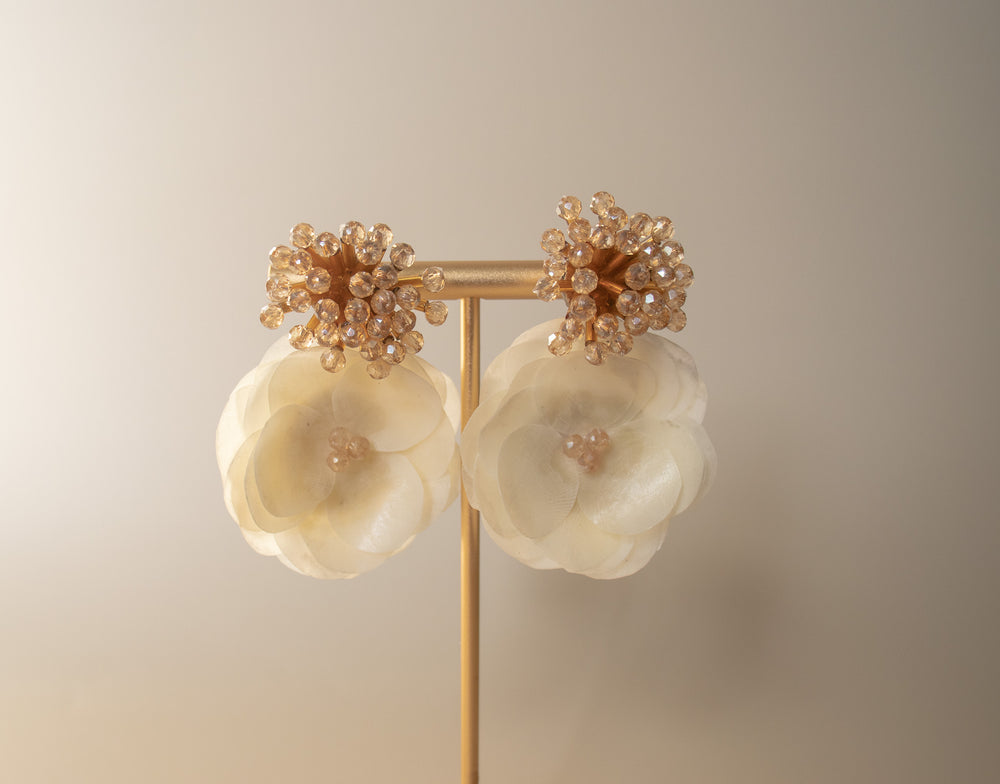 Rose Scale and Crystal Earrings