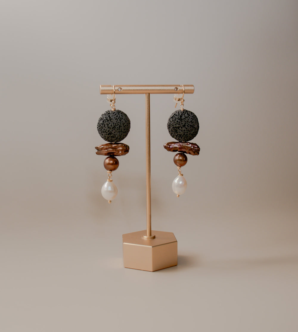 Volcan Lava Pearl Statement Earrings