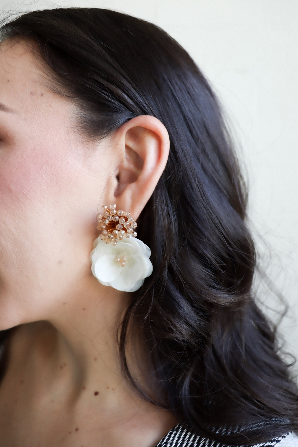 Rose Scale and Crystal Earrings