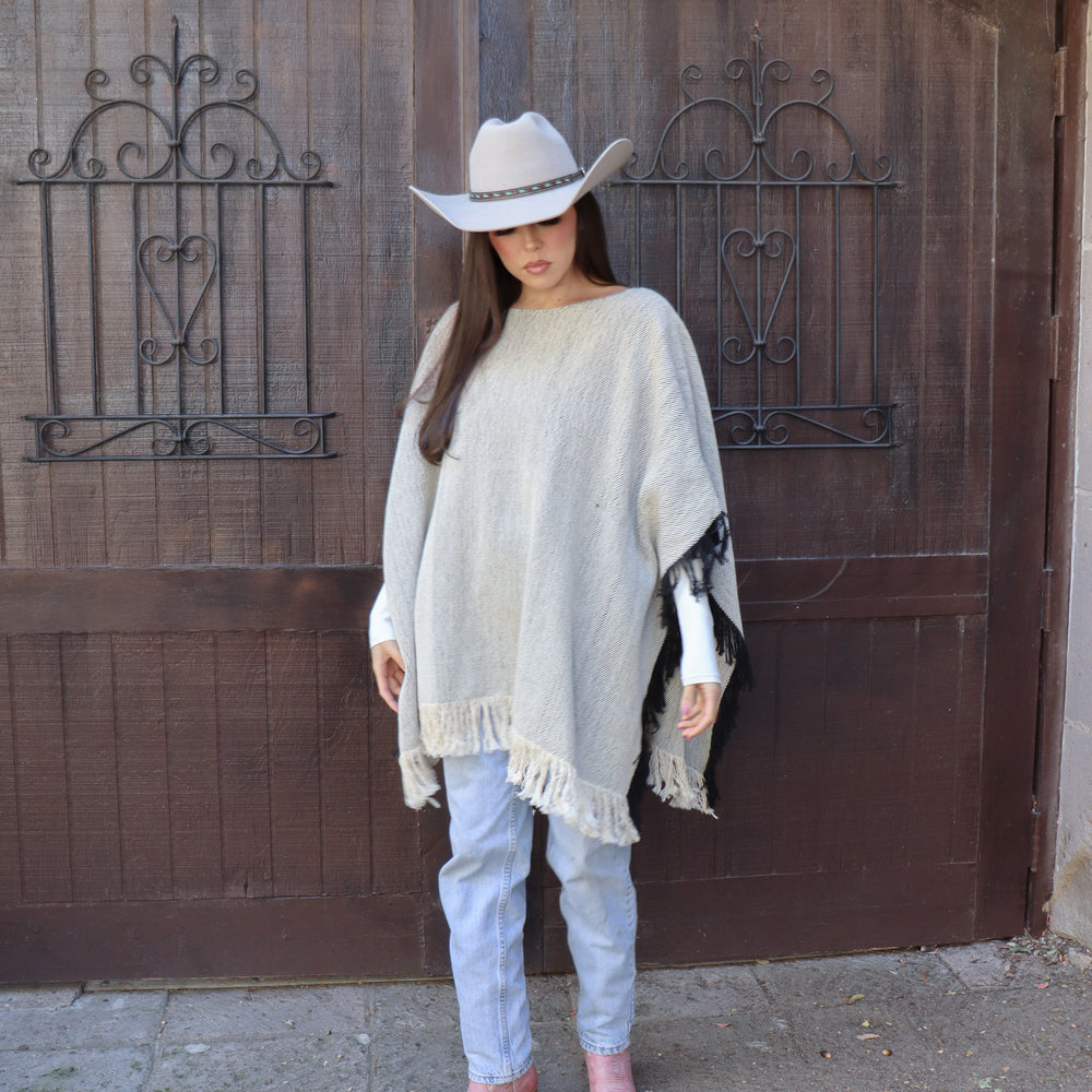 
                  
                    Charcoal Fringe Long Poncho
                  
                