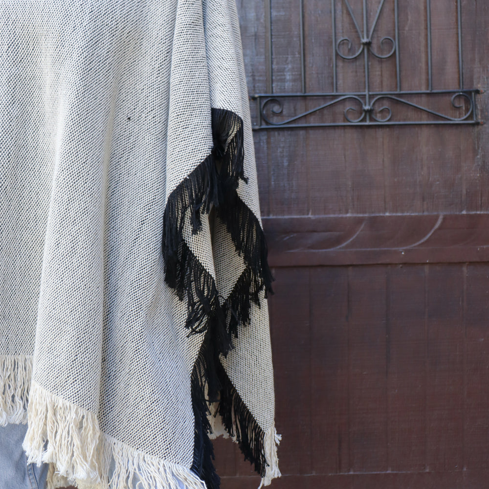 
                  
                    Charcoal Fringe Long Poncho
                  
                