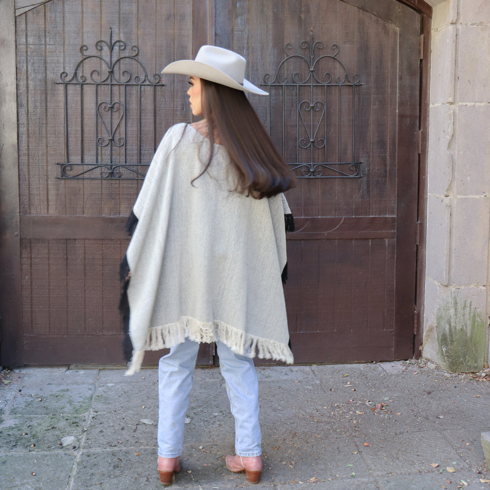 
                  
                    Charcoal Fringe Long Poncho
                  
                