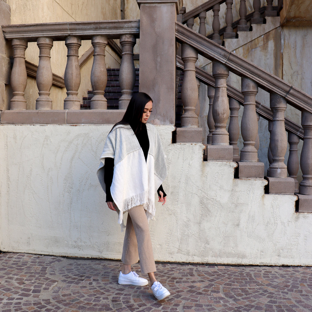 
                  
                    Two Tone Fringe Poncho
                  
                