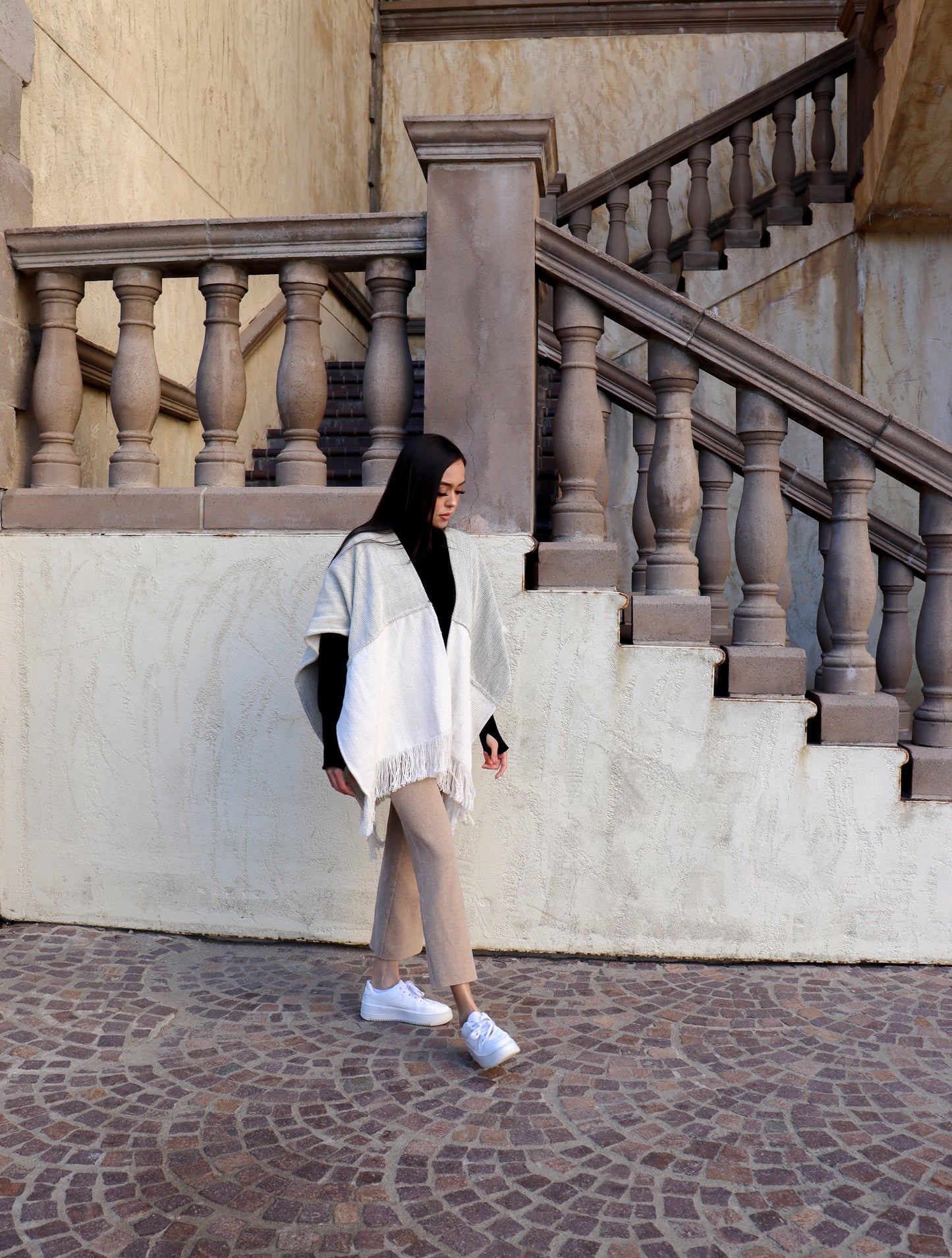 
                  
                    Two Tone Fringe Poncho
                  
                