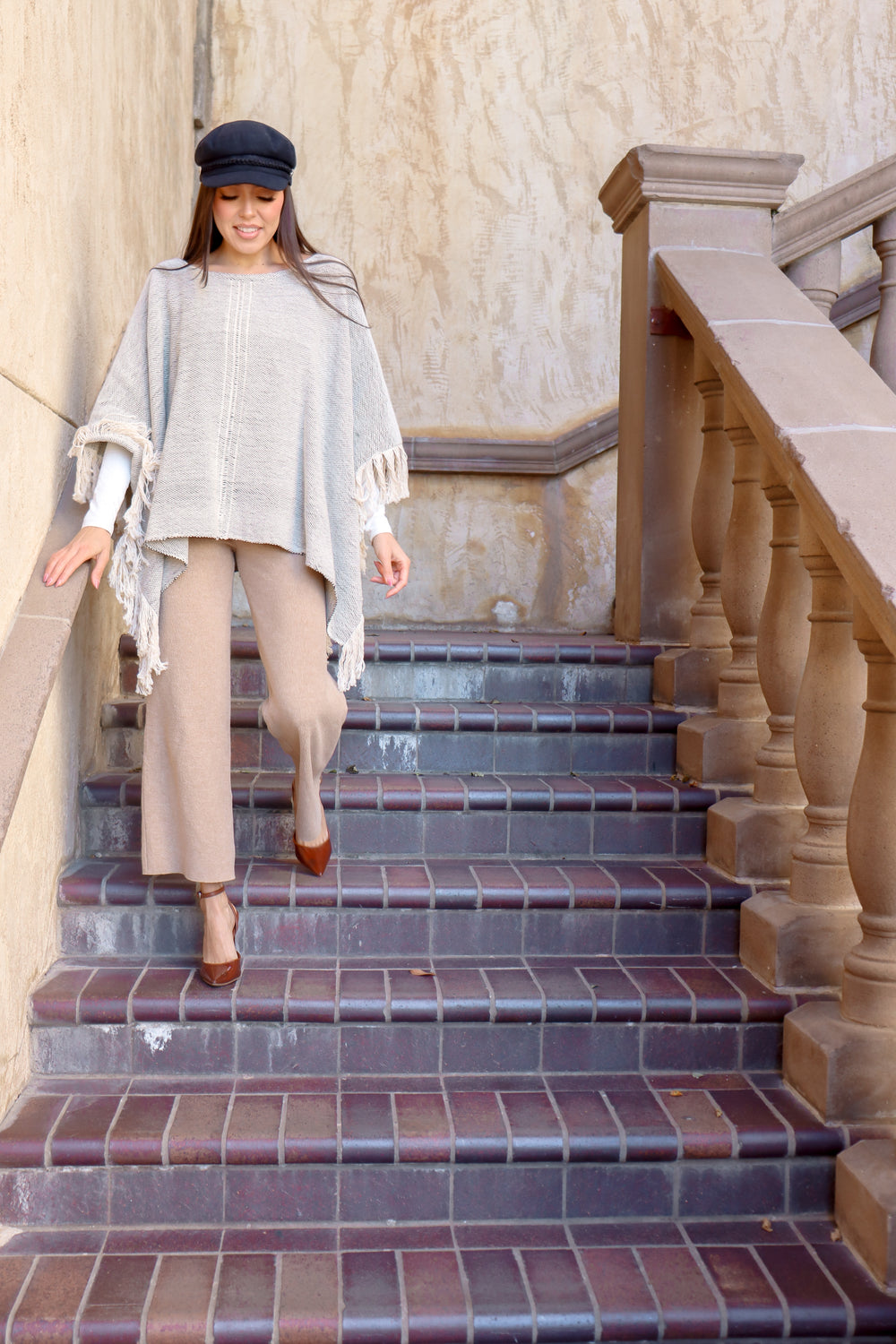 Textured Fringe Poncho