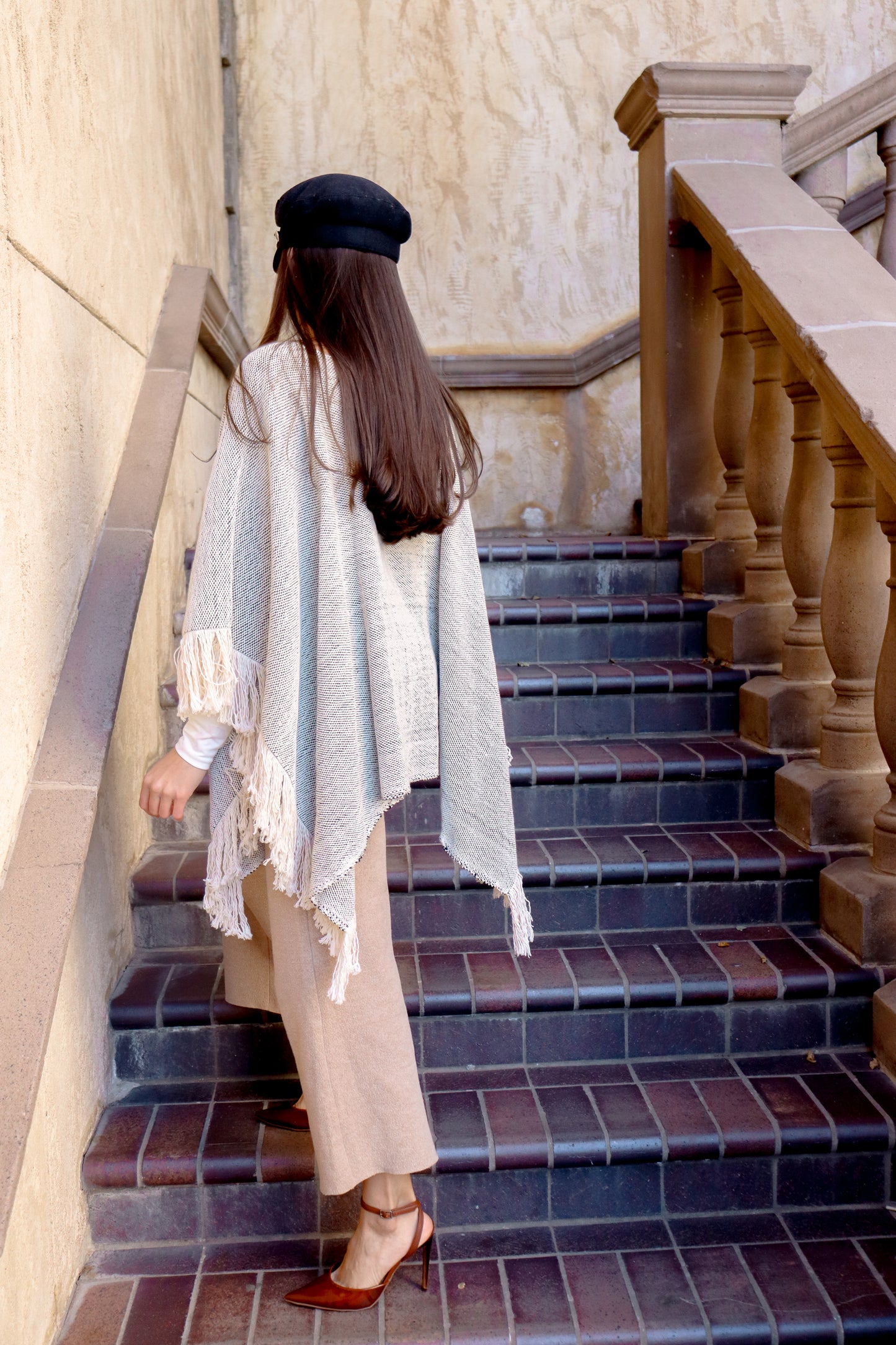 
                  
                    Textured Fringe Poncho
                  
                