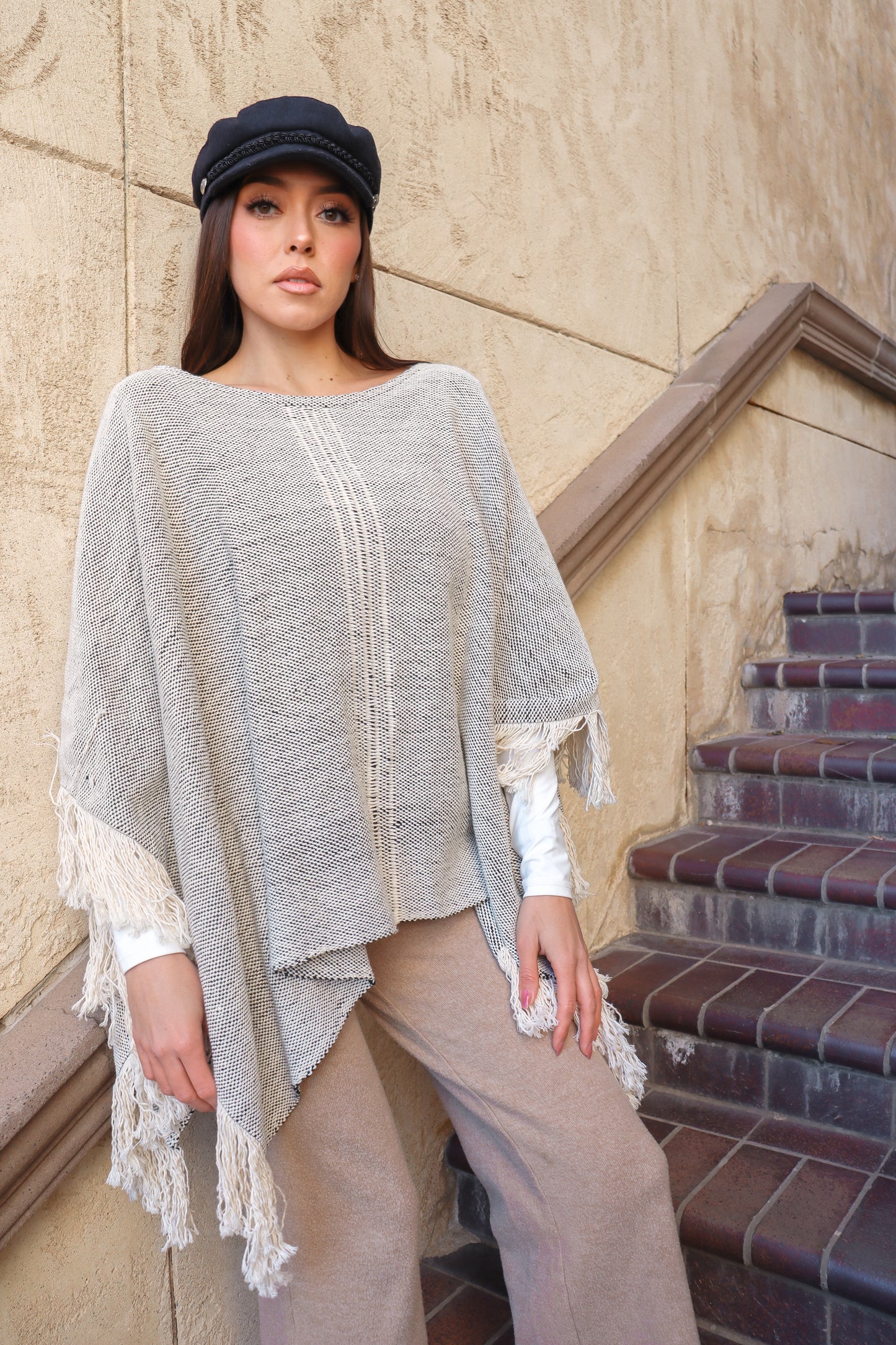 
                  
                    Textured Fringe Poncho
                  
                