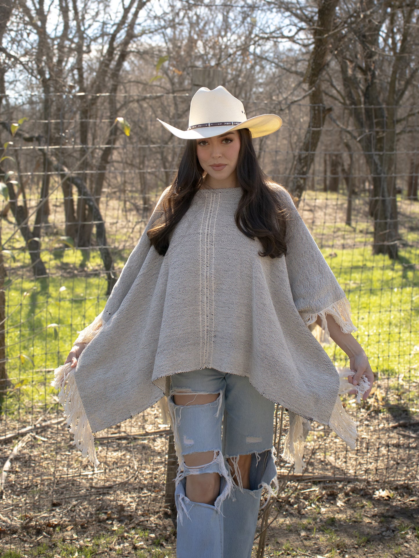 
                  
                    Textured Fringe Poncho
                  
                