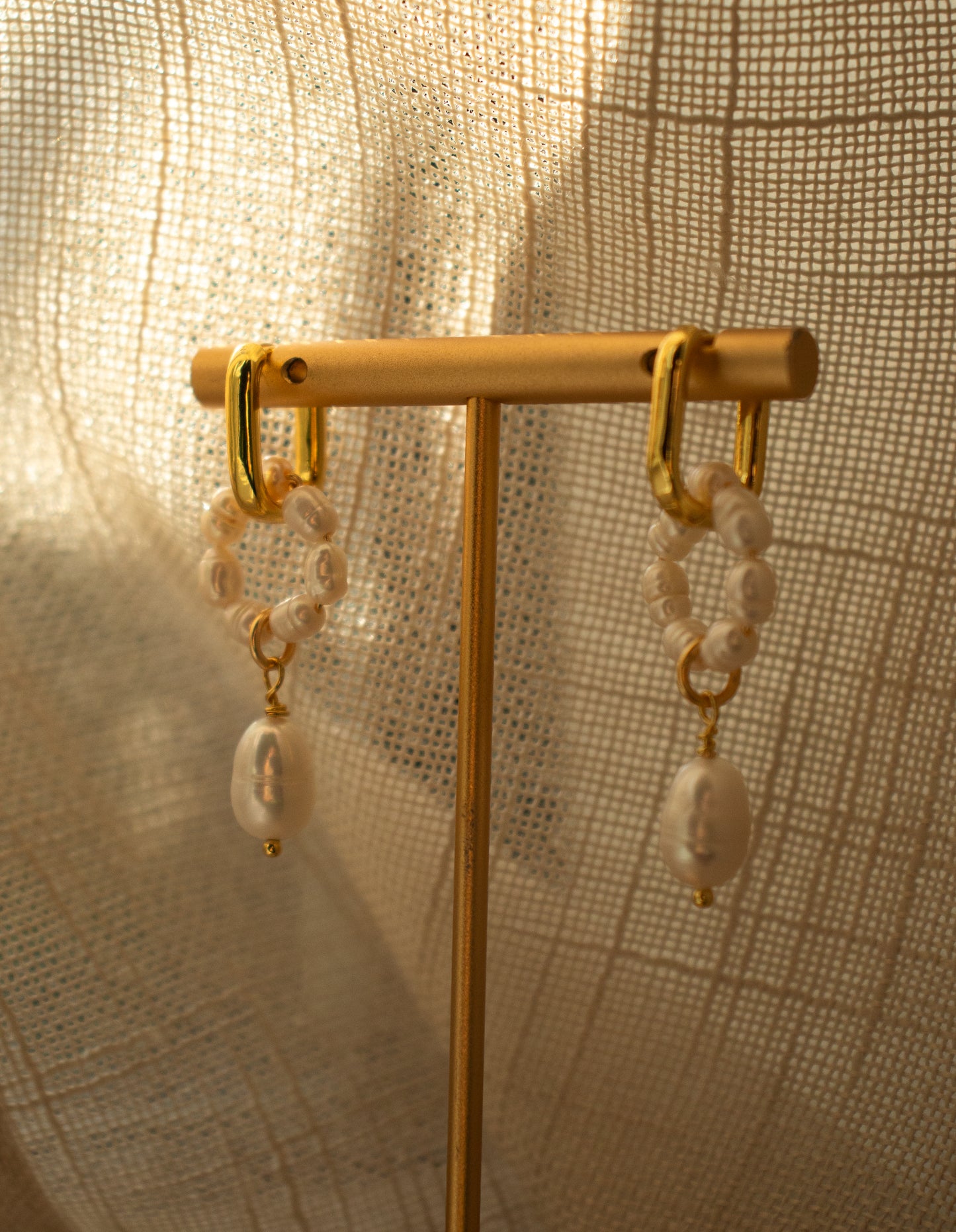 
                  
                    Huggie Hoop Pearl Ring & Drop Earrings | Made in El Salvador by Majo Collections
                  
                