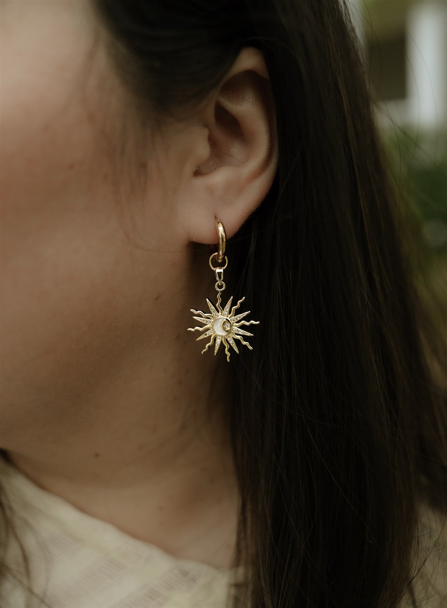 
                  
                    Sun and White Quartz Moon Huggies
                  
                